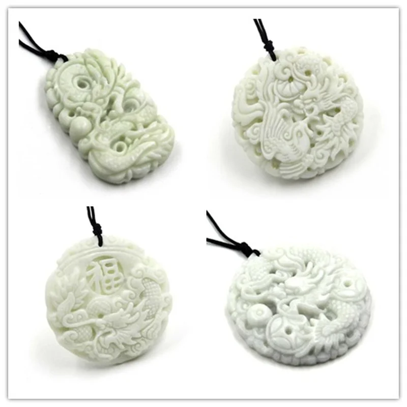 Cocktail Shaker Set - Natural White jade Dragon Phoenix Pendant