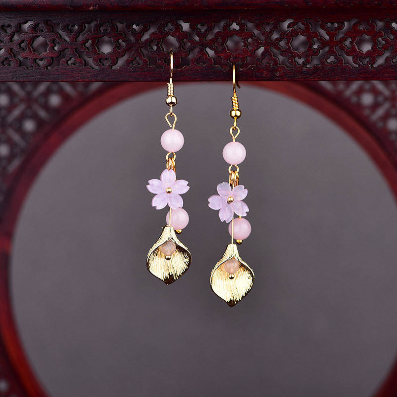 Cocktail Shaker Set - Pink Natural Jade Flower Earrings Vintage