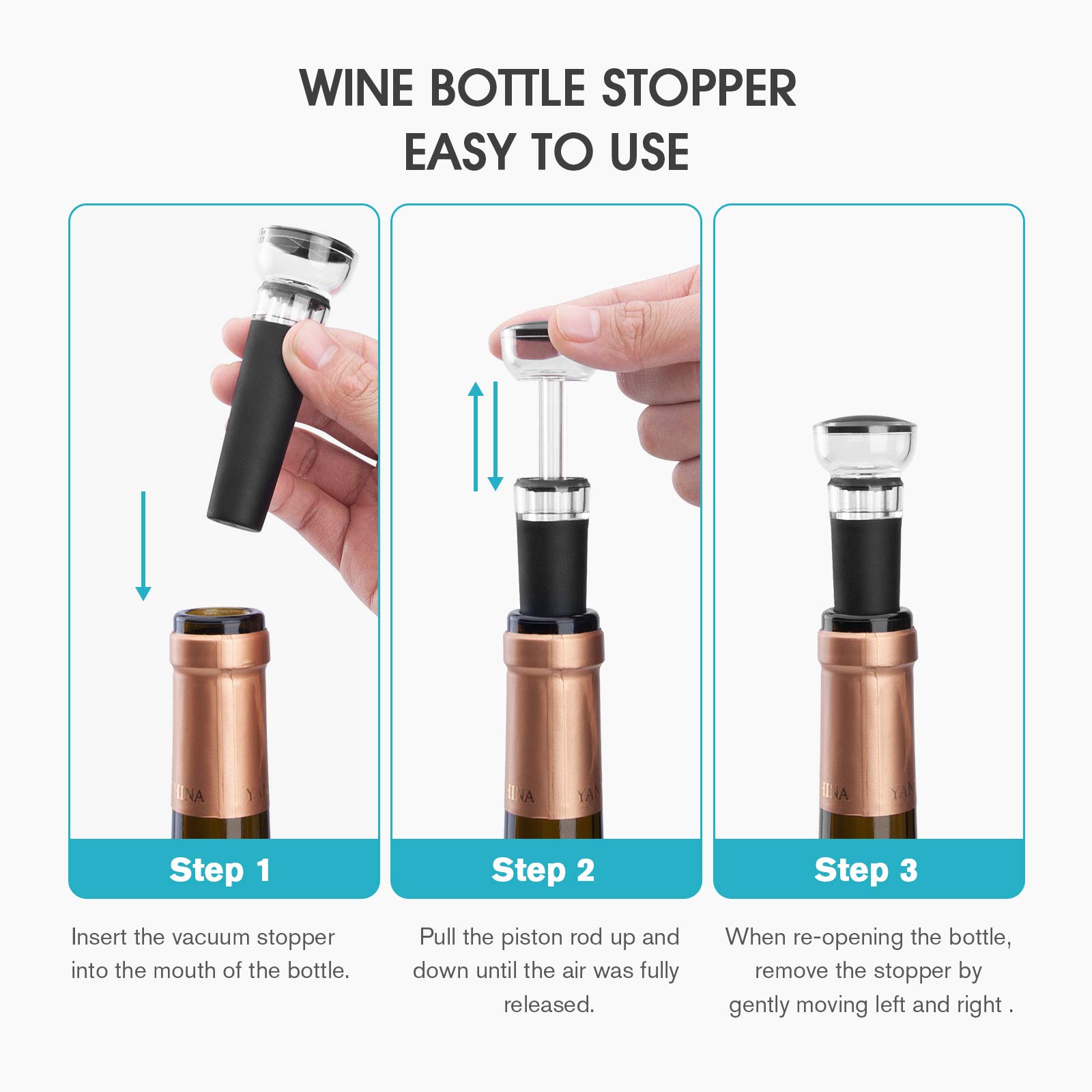 4 Pack Wine Stoppers with Buil - Wine Stopper Vacuum review and price